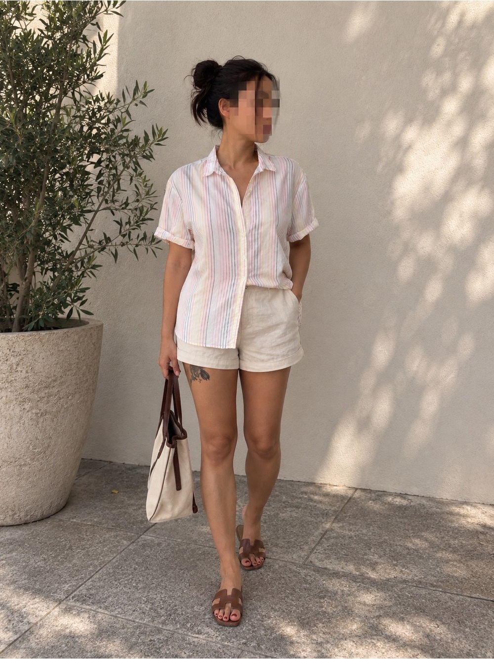 GAP Pastel Multi-Stripe Short Sleeve Button-Down Shirt